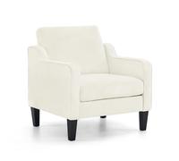 Bonnlo Sillón de Salón de Chenilla, Butaca Moderna para Sala de Estar, Sofá Individual con Cojín Grueso y Patas de Madera, Sillón Individual Cómodo, para Salón, Oficina y Dormitorio, Crema