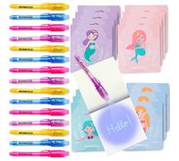 BONNYCO Boligrafo Tinta Invisible y Libreta Sirenas, Pack de 16 Regalos Cumpleaños Niños Colegio. Detalles Cumpleaños Niños, Relleno Piñata Infantil. Regalos Alumnos Primaria Fiesta Infantil