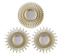 BONNYCO Espejos Pared Decorativos Champagne, Pack 3 Espejos Decorativos Redondos Ideales para Decoracion Casa Habitación. Adornos Salon Hogar, Regalos Originales para Mujer. Decoracion Pared