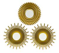 BONNYCO Espejos Pared Decorativos Dorados, Pack 3 Espejos Decorativos Redondos Ideales para Decoracion Casa Habitación. Adornos Salon Hogar, Regalos Originales para Mujer. Decoracion Pared
