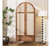 boorbin Armario con cajones, Puertas de Madera tapizadas en Lino, Amplio Espacio de Almacenamiento, Ideal para dormitorios y recibidores (Madera, 79 x 50 x 175 cm)