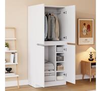 boorbin Armario de 70 × 40 × 170 cm, diseño de doble puerta con pequeño compartimento de almacenamiento (blanco)