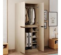 boorbin Armario de 70 × 40 × 170 cm, diseño de doble puerta con pequeño compartimento de almacenamiento (color madera)