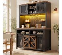 boorbin Armario de cocina, armario alto, multifuncional, con amplia superficie de trabajo, para cocina, comedor, aparadores (negro)