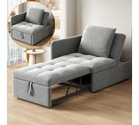 boorbin Sofá cama tapizado 3 en 1 multifunción, sofá cama de lino con respaldo ajustable, sofá reclinable para espacios pequeños (gris)