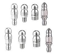 Boquilla de desbloqueo de alcantarillado de alta presión de 5000 PSI, acero inoxidable de conexión rápida de 3/8, 1/4 pulgadas, seis orificios delanteros y traseros four piece set4pcs front 1 back 6