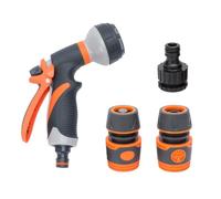 Boquilla de Manguera de Jardín, Kit de Riego Doméstico Naranja Negro | Plástico, Agarre Cómodo y Fácil Instalación, para Césped y Lavado, Diseño en Espiral