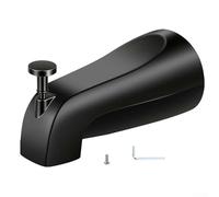 Boquilla de metal con desviador, llenado rápido para tubos roscados IPS de 1/2 y 1/2-3/4, montaje frontal de pared, kit de repuesto de grifo de baño, incluye adaptador y herramientas (negro)