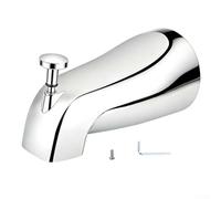 Boquilla de metal con desviador, llenado rápido para tubos roscados IPS de 1/2 y 1/2-3/4, montaje frontal de pared, kit de repuesto de grifo de baño, incluye adaptador y herramientas (plateado)