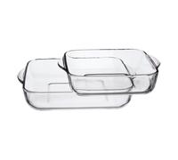 Borcam 1690037 juego de 2 bandejas de horno care cristal transparente,