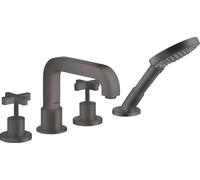 Borde de teja de 4 agujeros hansgrohe AXOR Citterio con asas en cruz, 39453340, Color: Cromo negro cepillado