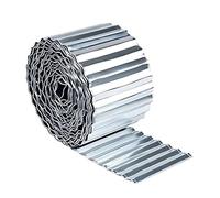 Borde para césped Relaxdays, 10 m x 14 cm, Metal galvanizado, Rollo, Borde Flexible para macizos, césped, Plateado