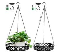 BORDEAG Macetero Colgante De Metal,2 Unidades Colgar Maceteros De Metal para Plantas con Gancho De Techo,Cadena Suspendida,Maceteros Colgantes,Macetas Colgantes para Plantas(22 cm,25 cm)