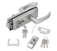 BORDRISE Cerradura de puerta de cristal de acero inoxidable, cerradura interior con 3 llaves y mango deslizante, herraje de acero inoxidable para puerta de cristal de 8-12 mm, espacio de puerta de 5-8