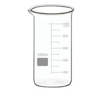 BorinGlass Vaso medidor de alto borosilicato con pico vertedor, pack de 1, 1000 ml, graduado, vaso alto de laboratorio