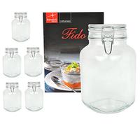 Bormioli Fido - Juego de 6 tarros (cierre hermético, 3 L, incluye libro de recetas)