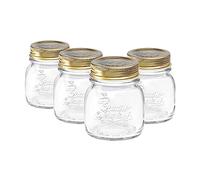 Bormioli Rocco 4x transparente 150ml Quattro Stagioni Glass Preserving Jars - Tapa de tornillo hermético Almacenamiento de mermelada de mermelada Mason Juego de contenedores