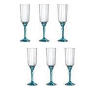 Bormioli Rocco 6X Azul 210ml Florian Flautas Champán - Reutilizable Prosecco Vino Boda Hacer Fiesta Bebiendo Vasos Set Regalo