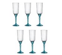 Bormioli Rocco 6X Azul 210ml Florian Flautas Champán - Reutilizable Prosecco Vino Boda Hacer Fiesta Bebiendo Vasos Set Regalo