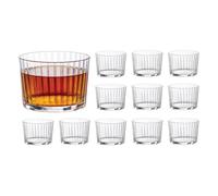Bormioli Rocco Exclusiva - Vasos de ron de 7.2 onzas, juego de 12 vasos acanalados, para agua, cócteles y portavelas, cristalería decoración esencial, fabricado en Italia, apto para lavavajillas