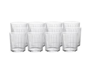 Bormioli Rocco Exclusiva - Vasos Negroni de 12 onzas, juego de 12 vasos elegantes acanalados, para agua, jugo, cerveza, cóctel y café helado, fabricados en Italia, aptos para lavavajillas