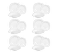 Bormioli Rocco Juego de Vajilla de 18 Piezas en Vidrio Opalino Blanco - Modelo Parma Cuadrado - Platos Llanos, Hondos y de Postre