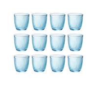 BORMIOLI ROCCO LINE 2 Set 6 Vasos Bajos Vidrio 29CL Azul Con relieve Fabricado en Italia Reciclable Blue 29 a.c.