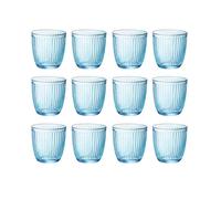 BORMIOLI ROCCO LINE 2 Set 6 Vasos Bajos Vidrio 29 zul Con relieve Fabricado en Italia Reciclable Azul