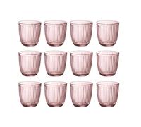 BORMIOLI ROCCO LINE 2 Set 6 Vasos Bajos Vidrio 29CL Rosa Con relieve Fabricado en Italia Reciclable Rosa