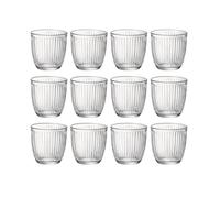BORMIOLI ROCCO LINE 2 Set 6 Vasos Bajos Vidrio 29CL Transparente Con relieve Fabricado en Italia Reciclable Transparente