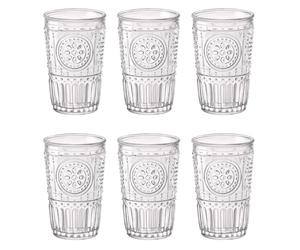 BORMIOLI ROCCO ROMANTIC 6 Vaso Alto Vidrio 34CL Transparente Con relieve Fabricado en Italia Reciclable