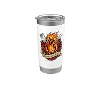 Born to Grill - Tatuaje tradicional con forma de corazón Pitmaster Vaso térmico de acero inoxidable de doble pared