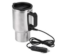 BOROCO Taza Calentadora Coche, Taza Térmica Eléctrica 12V Taza Calentadora de 450ml con Doble Pared de Acero Inoxidable para Viajes Café y Té, Calienta hasta 65°C, Incluye Cable para Encendedor