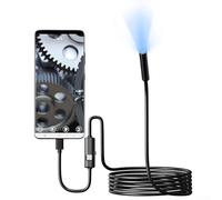 Boroscopio con salida tipo C, sensor de imagen de 1 MP, 6 iluminadores LED, clasificación impermeable IP67, ángulo de visión de 75 grados, para diagnósticos automotrices (cable duro de 2 m)