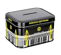 Borussia Dortmund Caja de dinero de metal, Unisex, Negro/Amarillo, 10,5 x 6,5 x 8 cm