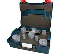 Bosch 13x Set Sierras Corona PRO MultiMat Power Change+ - L-Boxx | para Madera blanda, Cartón-yeso, Ø 32, 41, 51, 73, 76, 83, 86 mm, Professional Accesorios Taladro