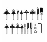 BOSCH 15 pc. Carbide-Tipped Wood Router Bit Set | Cortes suaves para carpintería, accesorios para uso de enrutador de madera, accesorio compatible universalmente, surtido