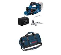 Bosch 18V System cepillo a batería GHO 18V-26 (Brushless, in olsa para polvo, tope paralelo, sin baterías ni cargador) + Bosch Professional - Bolsa para herramientas (talla L, 55x35x35 cm)