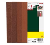 Bosch 2607019498 - Paquete de 25 lijas para lijadoras orbitales (93 x 230 mm, sin perforar, grano 60, 80, 120, 240)