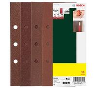 Bosch 2607019501 - Paquete de 25 lijas para lijadoras orbitales (93 x 230 mm, 8 perforaciones Black & Decker, grano 60, 80, 120, 240)