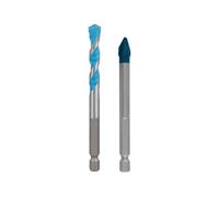 Bosch 2x Set de brocas EXPERT HEX-9 Hard Ceramic y Multi Construction | para Baldosas de cerámica dura, Baldosas de cerámica blanda, Ø 8,00, 8,00 mm, Professional Accesorios Taladro