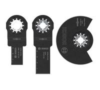 Bosch 3x Set para madera y metal blando | para Metales no ferrosos, Tableros recubiertos de plástico, 133 x 104 mm, Professional Accesorios Multiherramienta