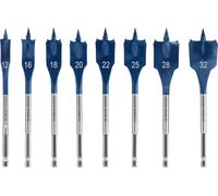 Bosch 8x Set de brocas fresadoras planas EXPERT Self Cut Speed | para Madera blanda, Aglomerado, Ø 12,00, 16,00, 18,00, 20,00, 22,00, 25,00, 28,00, 32,00 mm, Professional Accesorios Taladro