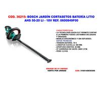 Bosch Tijeras Cortasetos a batería AHS 50-20 LI (2 baterías, Sistema de 18 V, Longitud de Carrera: 20 mm, en Caja)