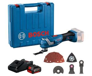 Bosch - Amoladora múltiple oscilante AKU 18V con accesorios, 1x batería 4,0 Ah, cargador 06018G2021