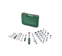 Bosch BOS4053423254150 Juego de trinquete de 57 piezas 1/4 + 1/2 con 55 accesorios de alto torque y estuche de transporte suave