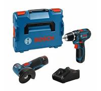 Bosch Combo Kit GSR 12V-15 + GWS 12V-76 con 2 baterías de 2Ah y cargador en L-BOXX