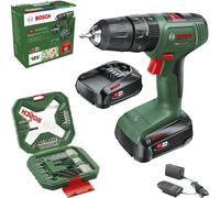 Bosch Taladro percutor a batería EasyImpact 18V-40 – 2x batería de 2,0 Ah, set 43 piezas en caja