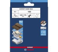 Bosch EXPERT W480 Web - Hojas de lija (10 unidades, para madera dura, color sobre madera, diámetro de 115 x 140 mm, grano 180, accesorio profesional)