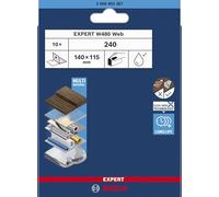 Bosch EXPERT W480 Web - Hojas de lija (10 unidades, para madera dura, color sobre madera, diámetro de 115 x 140 mm, grano 240, accesorio profesional)